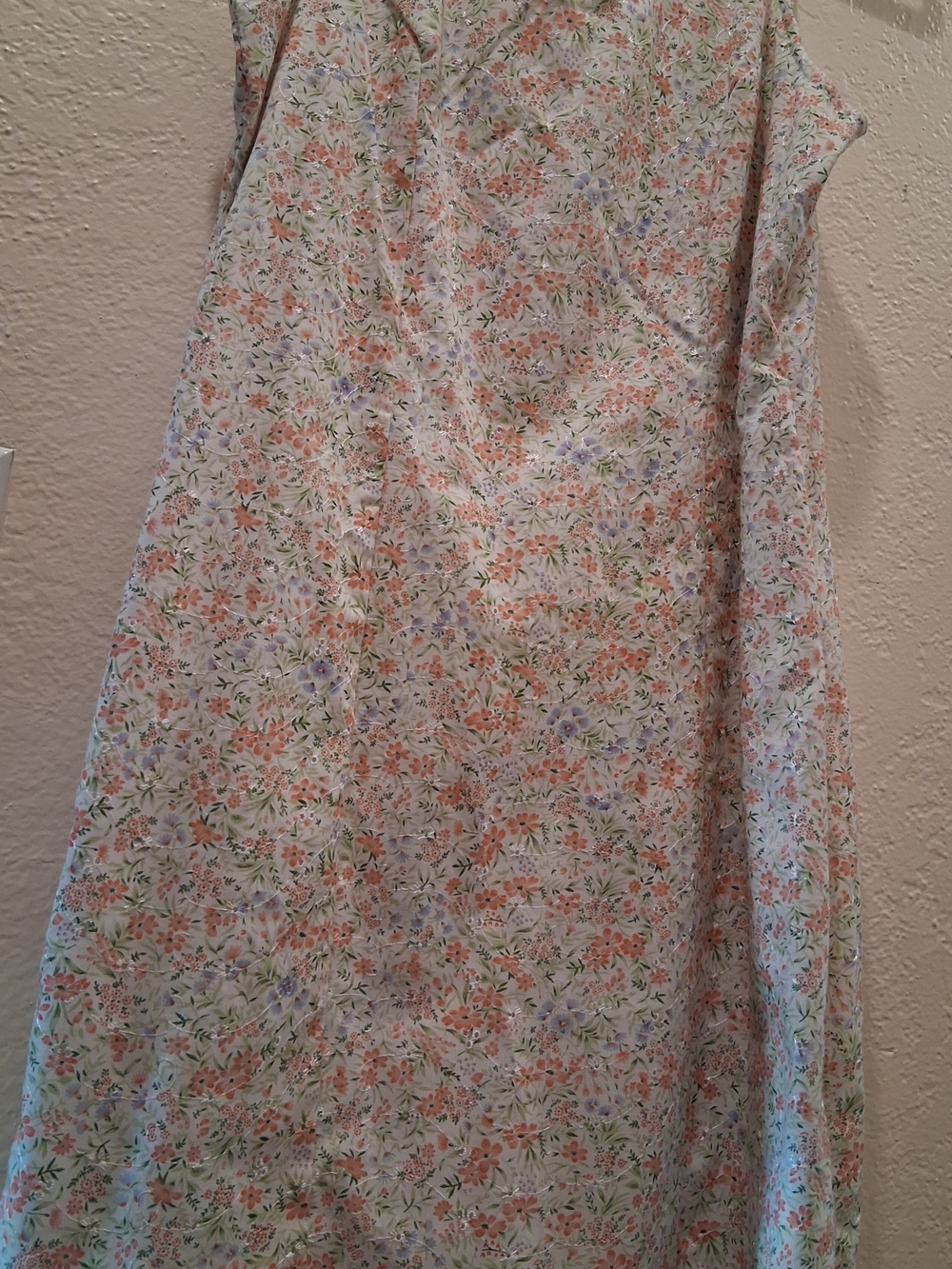 Strapless Floral A-Line Dress in Peach and Cream